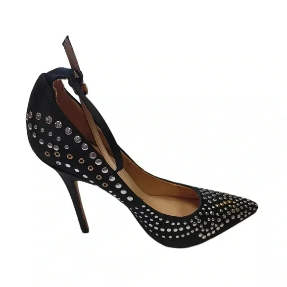 Zigi Soho Black Slingback Gold Silver  Adornments Pointed Toe Size 7 - Picture 2 of 10